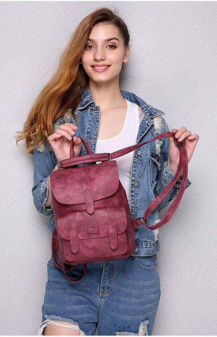 Girl with pink backpack